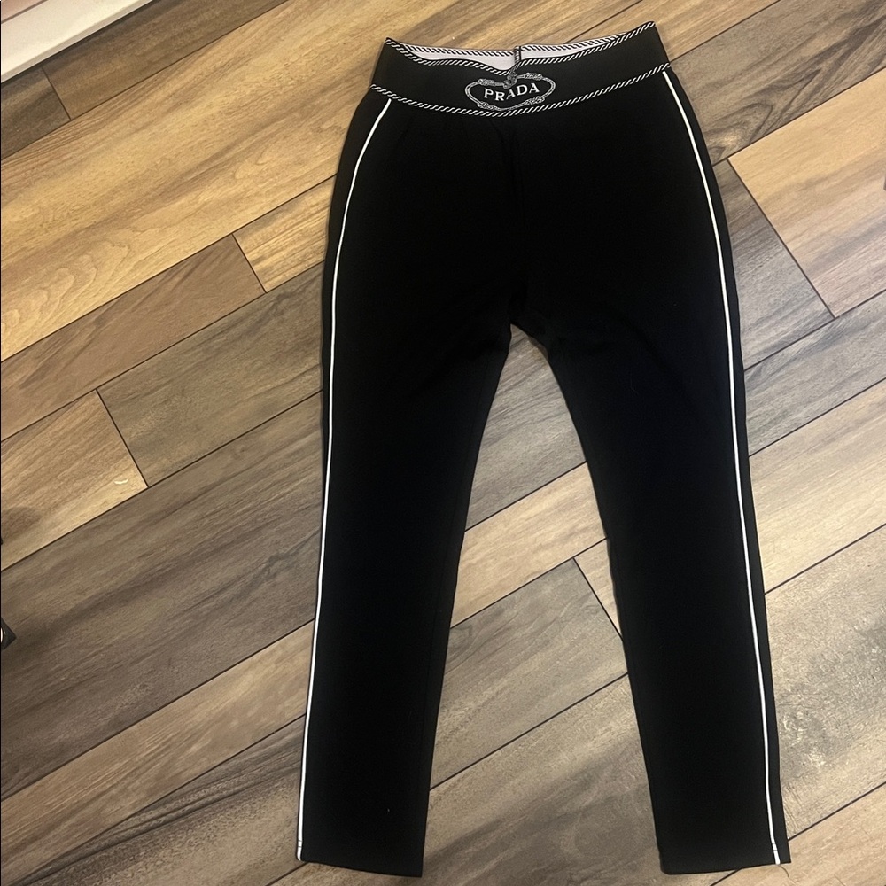 Prada  Black Leggings with White Trim